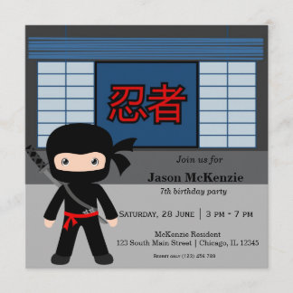 Little Ninja Geburtstag Thema Einladung