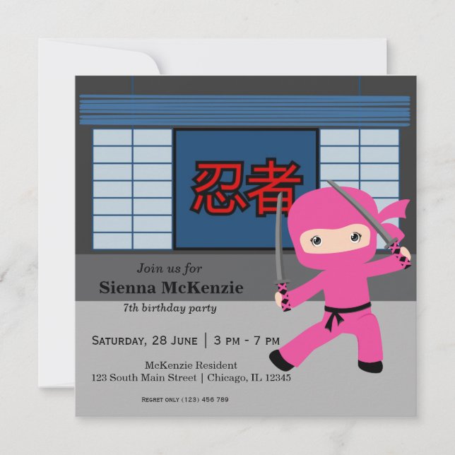 Little Ninja Geburtstag Thema Einladung (Vorderseite)