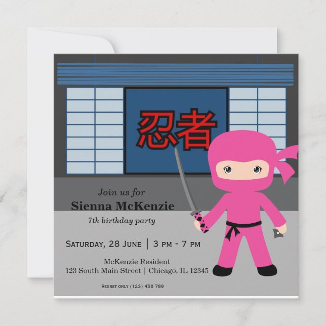 Little Ninja Geburtstag Thema Einladung (Vorderseite)