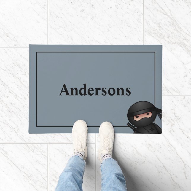 Little Ninja Warrior on Gray Fußmatte (Indoor)