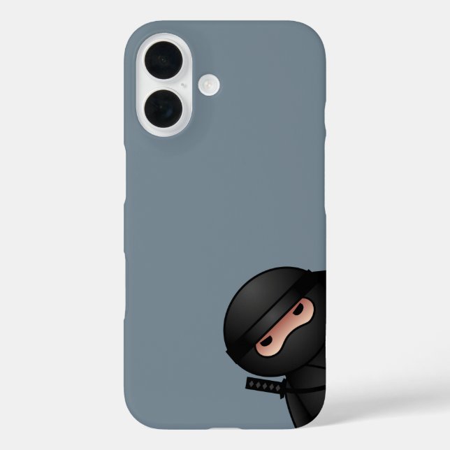 Little Ninja Warrior on Gray iPhone 16 Hülle (Rückseite)
