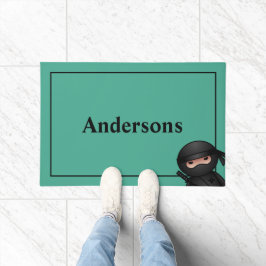 Little Ninja Warrior on Green Fußmatte