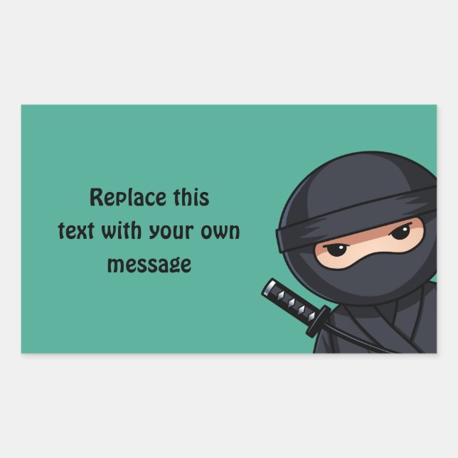 Little Ninja Warrior on Green Rechteckiger Aufkleber (Vorderseite)