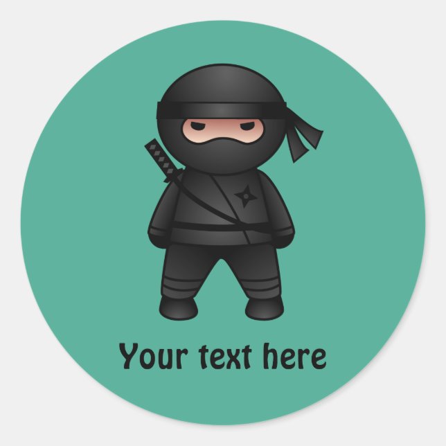 Little Ninja Warrior on Green Runder Aufkleber (Vorderseite)