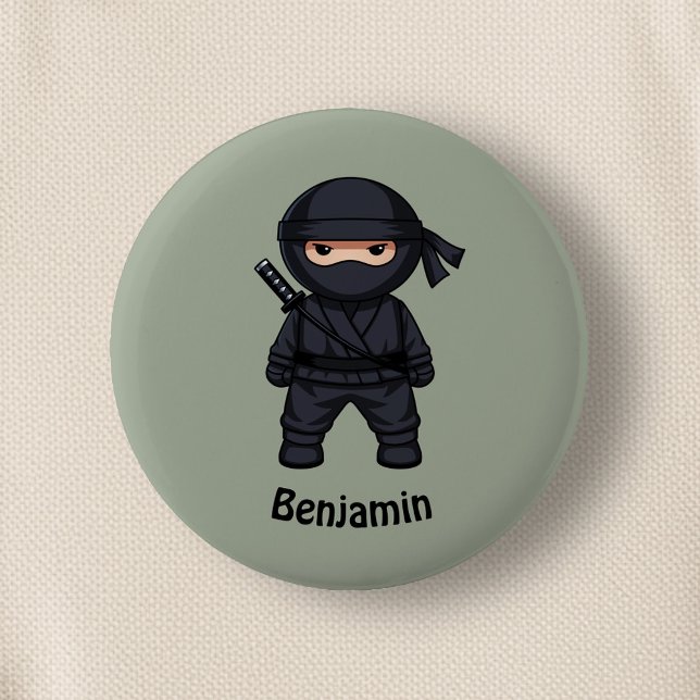 Little Ninja Warrior on Sage Green Button (Von Creator hochgeladen)