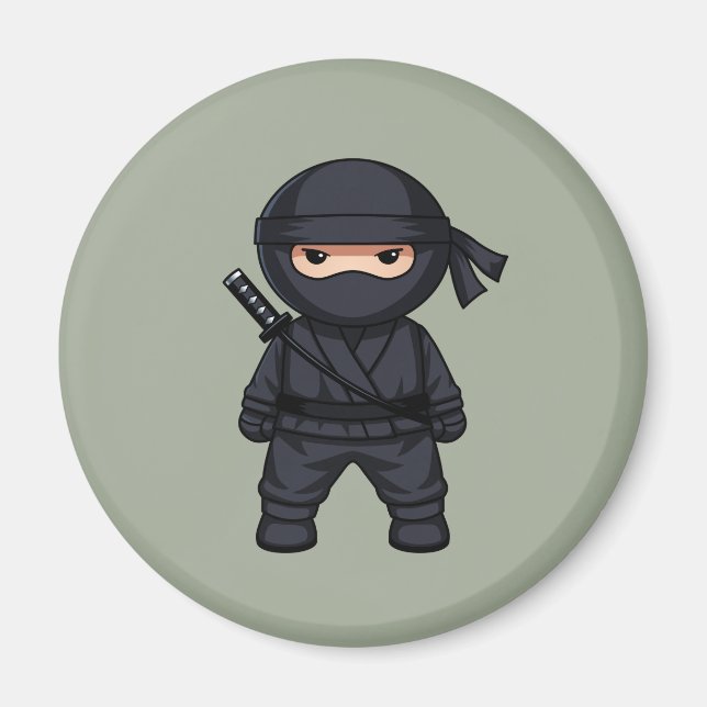 Little Ninja Warrior on Sage Green Magnet (Vorne)