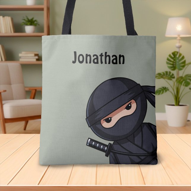 Little Ninja Warrior on Sage Green Tasche (Von Creator hochgeladen)