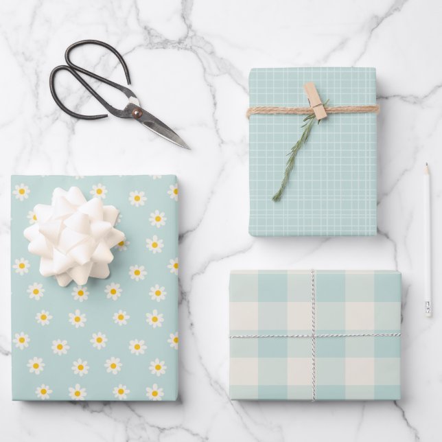 Little One Collection - soft teal Geschenkpapier Set (Vorderseite)