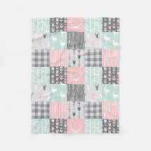 Little One Patchwork Deer - rosa, minze und grau