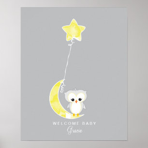 Little Owl Babydusche Gästebuch Print
