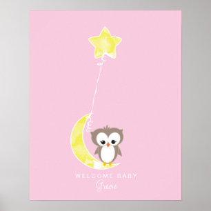 Little Owl Babydusche Gästebuch Print