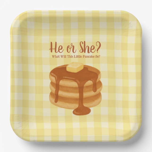 Little Pancake Brunch Theme Gender Reveal Pappteller (Vorderseite)