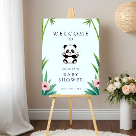 Little Panda Greenery Baby Dusche Begrüßungszeiche Poster