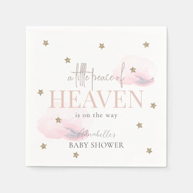 Little Peace of Heaven Pink Girl Baby Shower Serviette (Vorderseite)