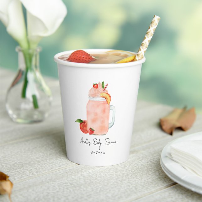 Little Peach Fruit Smoothie Girl Babydusche Pappbecher (In Situ)