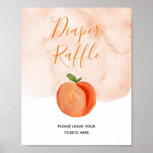 Little Peach Summer Diaper Raffle Sign Poster