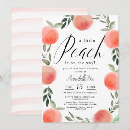 Little Peach Watercolor Virtual Baby Dusche Einladung