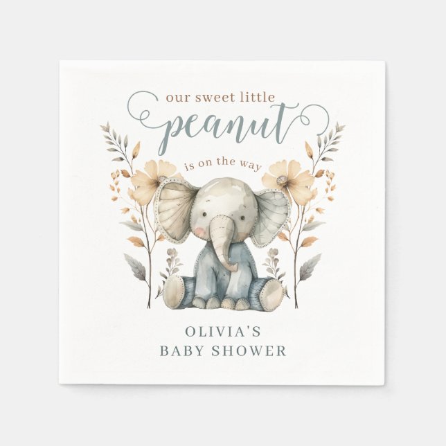 Little Peanut Baby Elephant Blue Baby Dusche Serviette (Vorderseite)