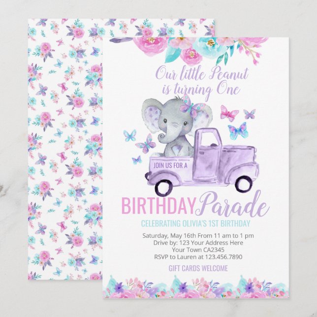 Little Peanut Birthday Parade Einladung (Vorne/Hinten)