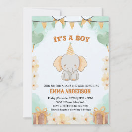 Little Peanut Dreams - Elephant Baby Boy Shower Einladung
