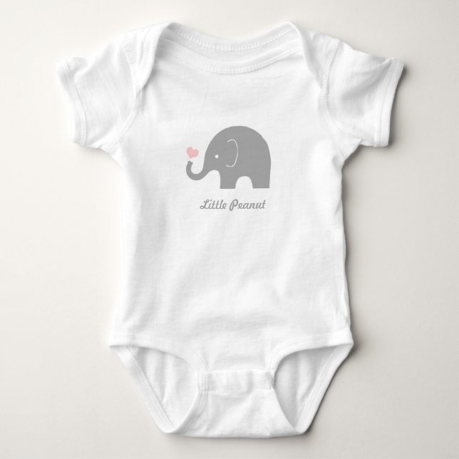 Little Peanut Elephant Baby Bodysuit, rosa Herz Baby Strampler (Vorderseite)