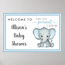 Little Peanut Elephant Baby Boy Dusche Willkommen Poster