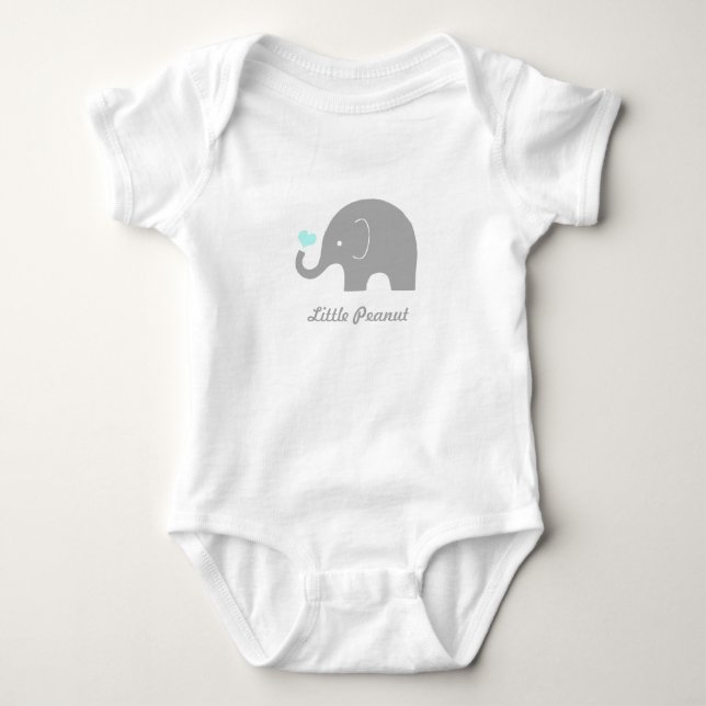 Little Peanut Elephant Baby Romper, blaues Herz Baby Strampler (Vorderseite)