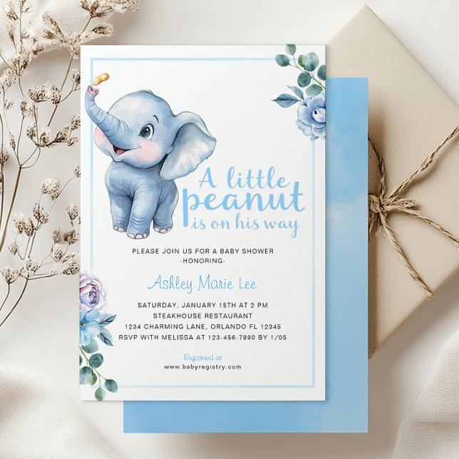 Little Peanut Elephant Baby Shower Invitation - Cu Einladung (Little Peanut Baby Shower Invite)