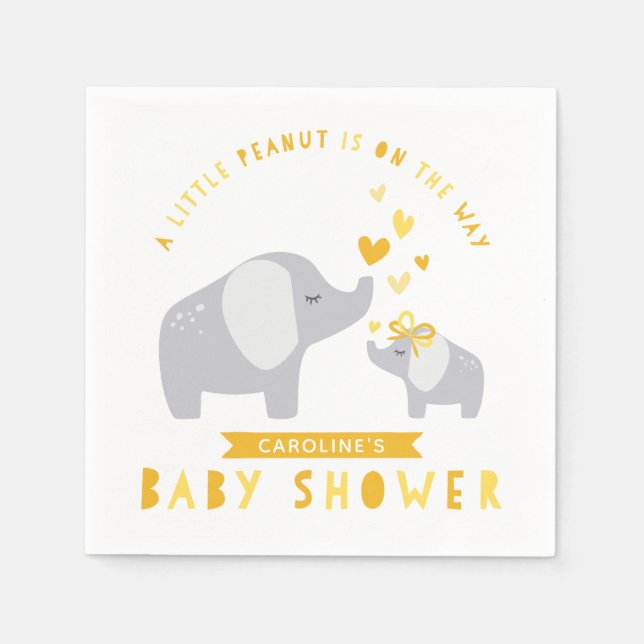 Little Peanut Elephant | Babydusche | Gelb Serviette (Vorderseite)