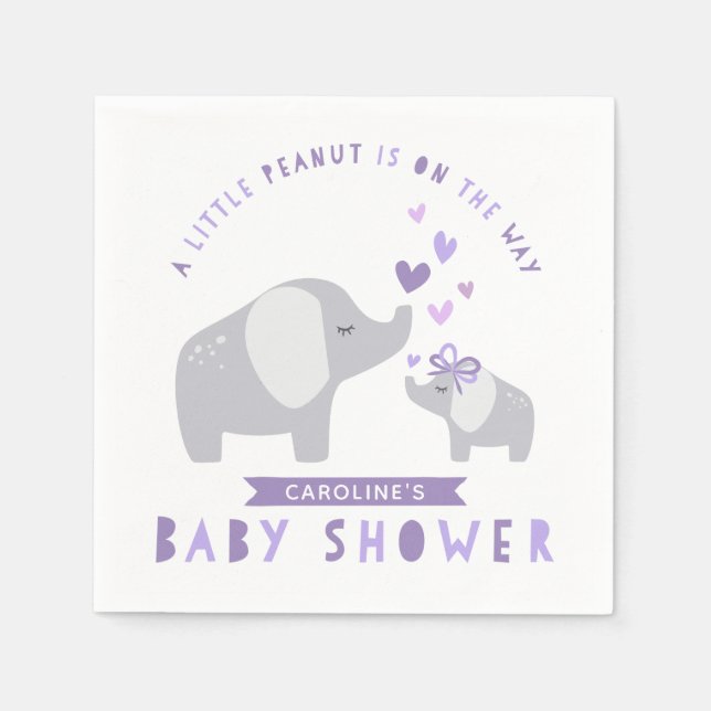 Little Peanut Elephant | Babydusche | LILA Serviette (Vorderseite)