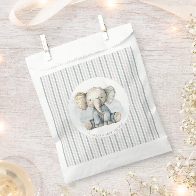 Little Peanut Elephant Blue Striping Baby Dusche Geschenktütchen (Ausgeschnitten)