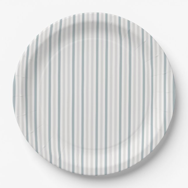 Little Peanut Elephant Blue Striping Baby Dusche Pappteller (Vorderseite)