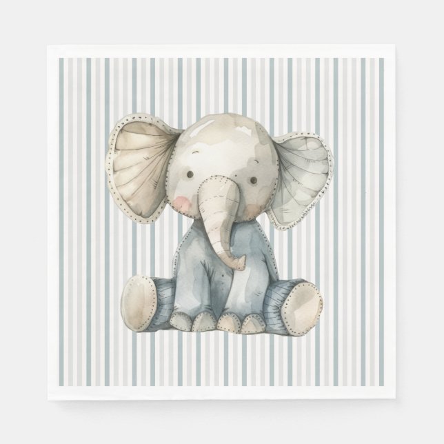 Little Peanut Elephant Blue Striping Baby Dusche Serviette (Vorderseite)