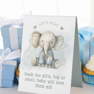 Little Peanut Elephant Blue Striping Baby Dusche Tischaufsteller