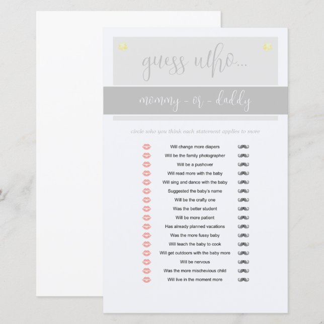 Little Peanut Elephant Boy Baby Shower Game (Vorne/Hinten)