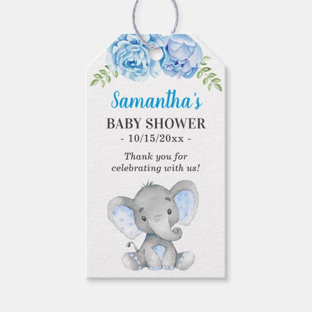 Little Peanut Elephant Boy Baby Shower Guest Fevor Geschenkanhänger (Vorderseite)