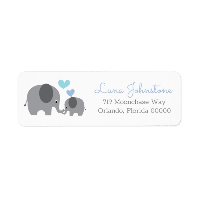 Little Peanut Elephant Mommy & Baby Rücksendeadres (Vorne)