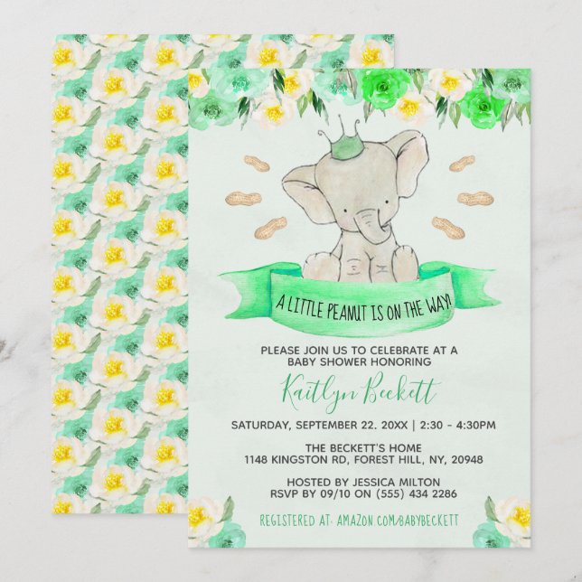 Little Peanut Gender Neutral Baby Dusche Einladung (Vorne/Hinten)