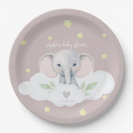 Little Peanut Girl Babydusche Rosa Elefant Pappteller