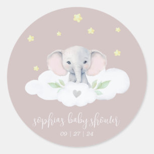 Little Peanut Girl Babydusche Rosa Elefant Runder Aufkleber