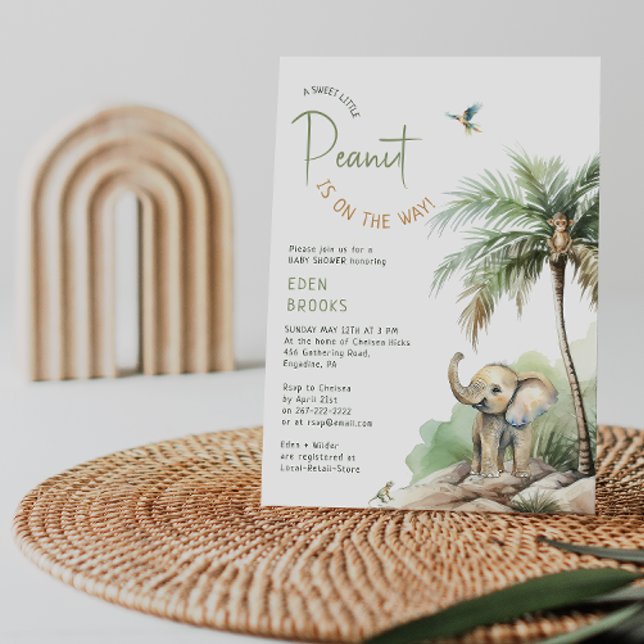 Little Peanut Jungle Safari Elephant Baby Dusche Einladung (Von Creator hochgeladen)