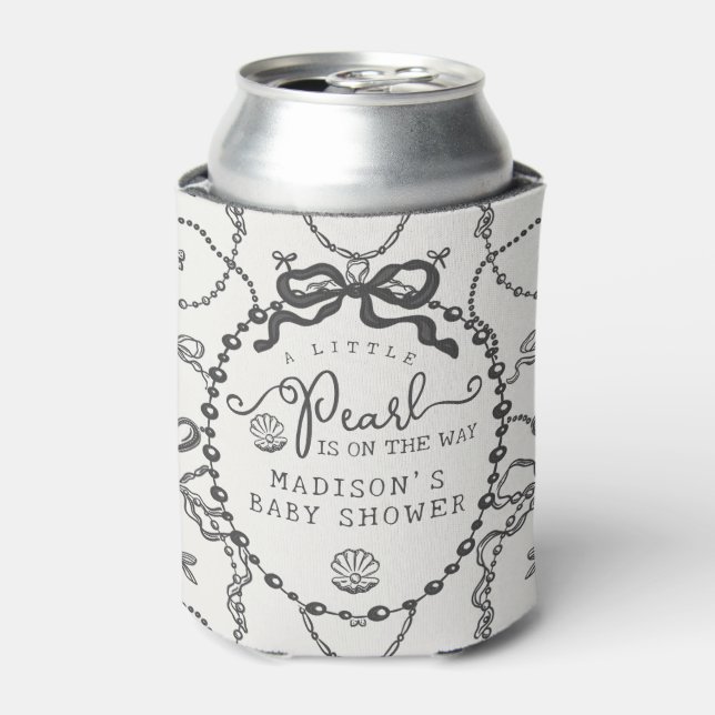 Little Pearl Black Coquette Bow Baby Dusche Gefall Dosenkühler (Kanne Vorderseite)