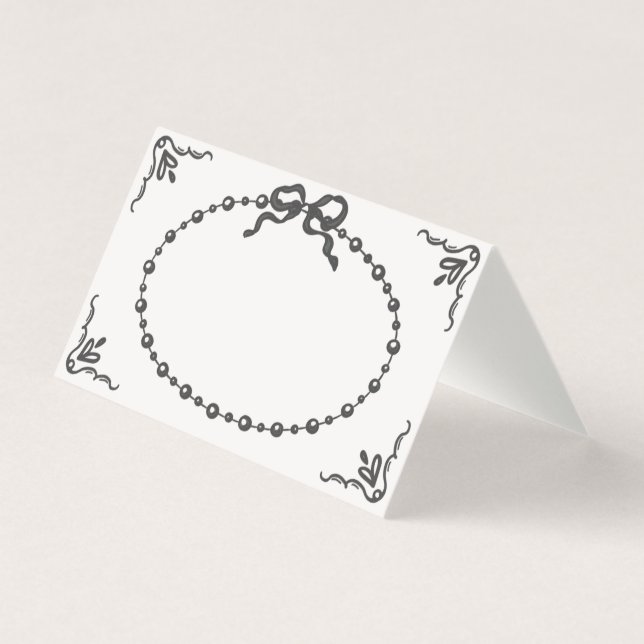 Little Pearl Black Coquette Bow Table Platzkarte (Vorderseite)