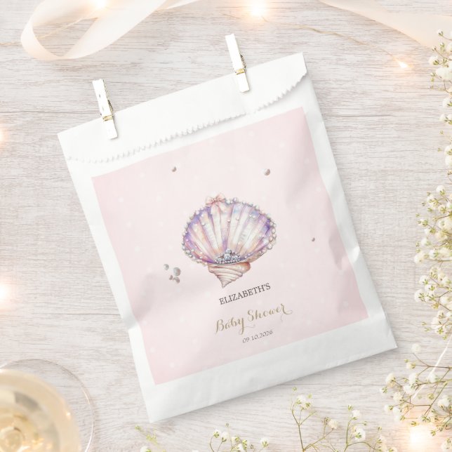 Little Pearl Seashells Diamonds Dots Baby Shower Geschenktütchen (Ausgeschnitten)