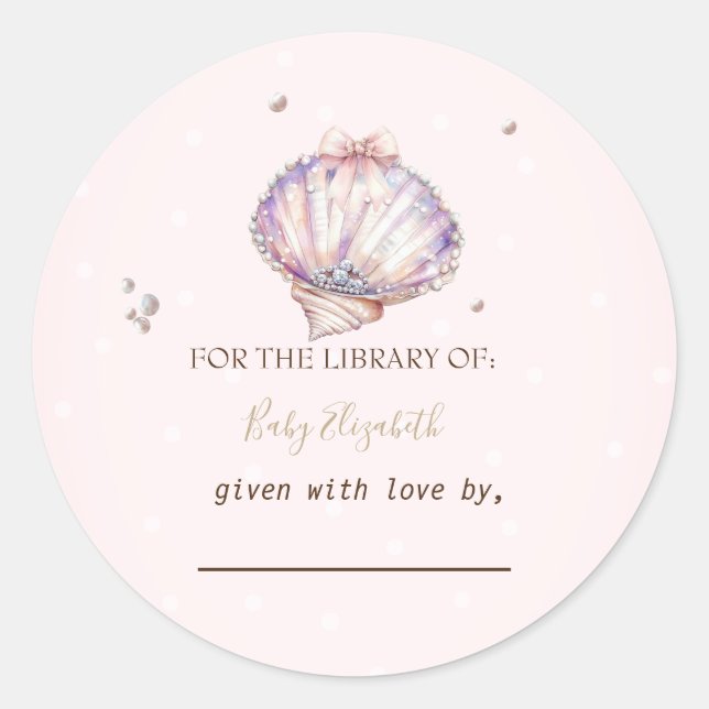 Little Pearl Seashells Diamonds Dots Baby Shower Runder Aufkleber (Vorderseite)