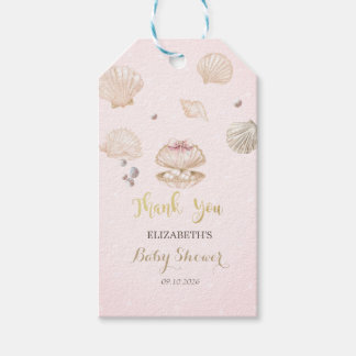 Little Pearl Seashells Dots Baby Shower Geschenkanhänger