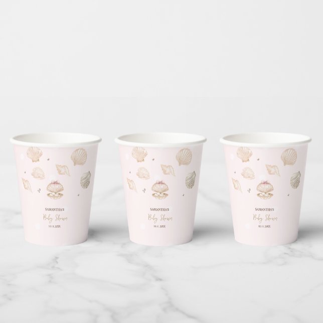 Little Pearl Seashells Dots Baby Shower Pappbecher (Multi)