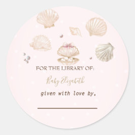 Little Pearl Seashells Dots Baby Shower Runder Aufkleber