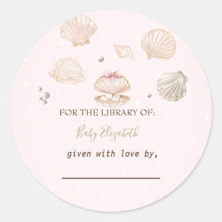 Little Pearl Seashells Dots Baby Shower Runder Aufkleber