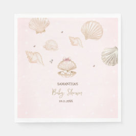 Little Pearl Seashells Dots Baby Shower Serviette